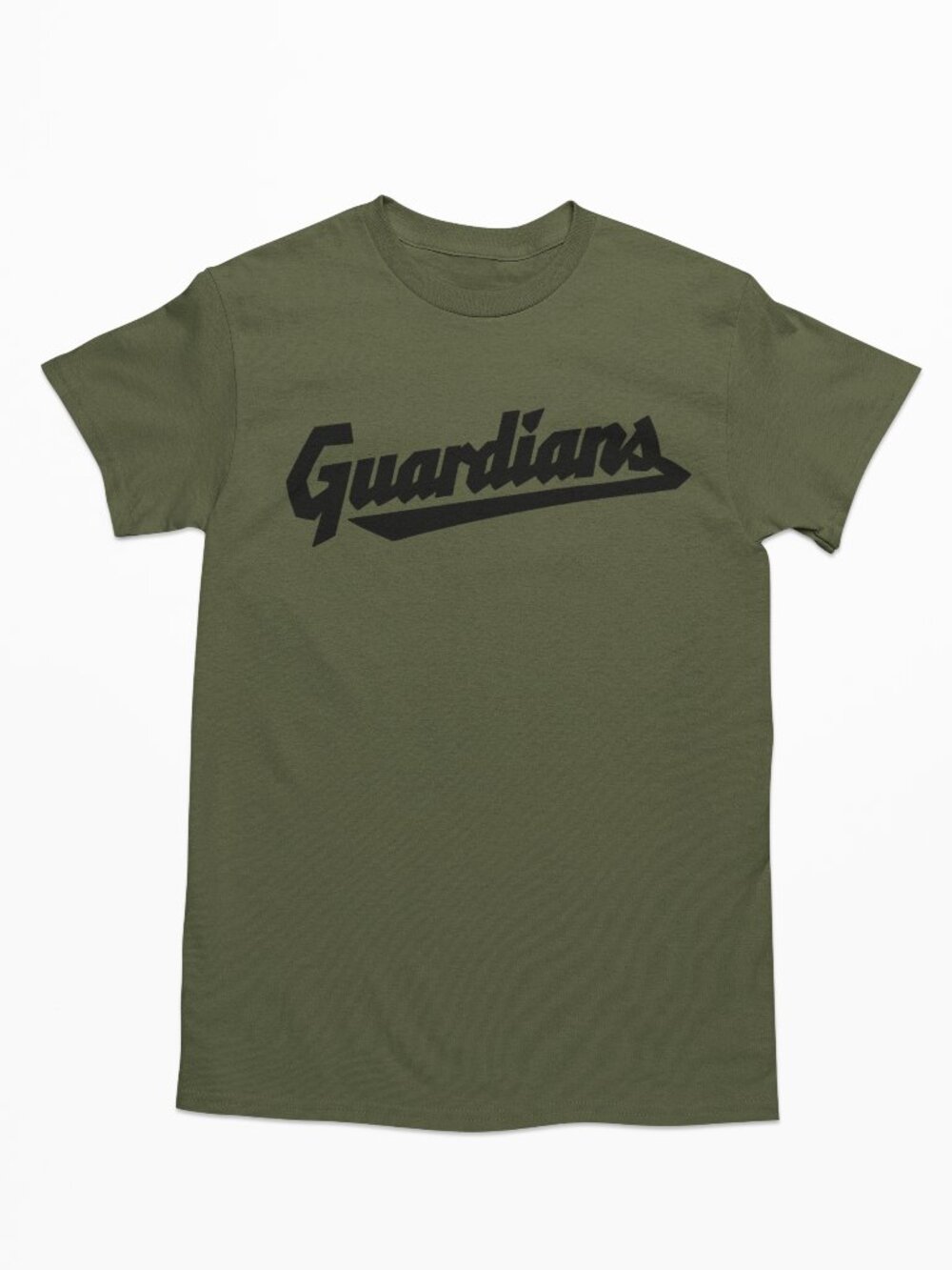 NEW Cleveland Guardians Script Home Wordmark Logo T-Shirt MILITARY ARMY GREEN